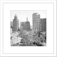 Artery8 New York City Hall Park World Building Vintage Photo 8X8 Inch Square Wooden Framed Wall Art Print Picture with Mount in White