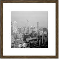 Artery8 New York City Skyline Skyscrapers Vintage Photo 8X8 Inch Square Wooden Framed Wall Art Print Picture with Mount in Brown