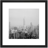 Artery8 New York City Skyline Skyscrapers 2 Vintage Photo 8X8 Inch Square Wooden Framed Wall Art Print Picture with Mount in Black