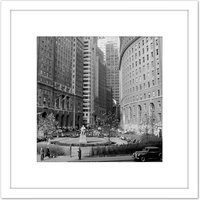 Artery8 New York City Bowling Green Park Vintage Photo 8X8 Inch Square Wooden Framed Wall Art Print Picture with Mount in White