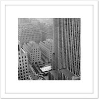 Artery8 New York Rockefeller Center Ice Skate From Above 8X8 Inch Square Wooden Framed Wall Art Print Picture with Mount in White
