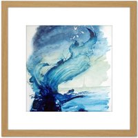 Artery8 Eduard Tomek Sea Abstract Painting 8X8 Inch Square Wooden Framed Wall Art Print Picture with Mount in Light Oak