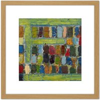 Artery8 Coulon 1970 Composition 3 Abstract Painting 8X8 Inch Square Wooden Framed Wall Art Print Picture with Mount in Light Oak