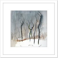 Artery8 Eduard Tomek Krajina 5 Winter Trees 8X8 Inch Square Wooden Framed Wall Art Print Picture with Mount in White