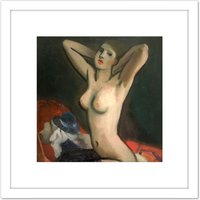 Artery8 Kremlicka Trimming Lady Stretching Painting 8X8 Inch Square Wooden Framed Wall Art Print Picture with Mount in White