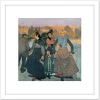 Artery8 Anselmo Guinea Group Of People Vintage Painting 8X8 Inch Square Wooden Framed Wall Art Print Picture with Mount in White