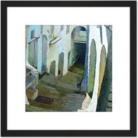 Artery8 Sicurezza Alley Of Itri Painting 8X8 Inch Square Wooden Framed Wall Art Print Picture with Mount in Black