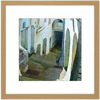 Artery8 Sicurezza Alley Of Itri Painting 8X8 Inch Square Wooden Framed Wall Art Print Picture with Mount in Light Oak