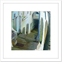 Artery8 Sicurezza Alley Of Itri Painting 8X8 Inch Square Wooden Framed Wall Art Print Picture with Mount in White