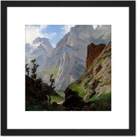 Artery8 De Haes Mancorbo Canal Los Picos De Europa 8X8 Inch Square Wooden Framed Wall Art Print Picture with Mount in Black