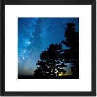 Artery8 BLM Wick Grand Canyon-Parashant Monument Stars Milky Way 8X8 Inch Square Wooden Framed Wall Art Print Picture with Mount in Black