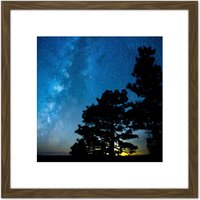 Artery8 BLM Wick Grand Canyon-Parashant Monument Stars Milky Way 8X8 Inch Square Wooden Framed Wall Art Print Picture with Mount in Brown