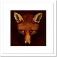 Artery8 Reinagle Renard Fox Book illustration Recreation Painting 8X8 Inch Square Wooden Framed Wall Art Print Picture with Mount in White