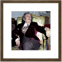 Artery8 Warren Portrait Artist Salvador Dali Photo 8X8 Inch Square Wooden Framed Wall Art Print Picture with Mount in Brown