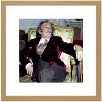 Artery8 Warren Portrait Artist Salvador Dali Photo 8X8 Inch Square Wooden Framed Wall Art Print Picture with Mount in Light Oak