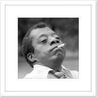 Artery8 Warren Portrait Writer Activist James Baldwin Photo 8X8 Inch Square Wooden Framed Wall Art Print Picture with Mount in White