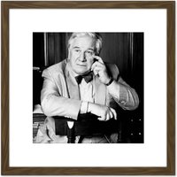 Artery8 Warren Portrait Actor Peter Ustinov Photo 8X8 Inch Square Wooden Framed Wall Art Print Picture with Mount in Brown