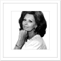 Artery8 Warren Portrait Actress Sophia Loren Photo 8X8 Inch Square Wooden Framed Wall Art Print Picture with Mount in White