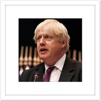 Artery8 OPCW UK Prime Minister Boris Johnson Photo 8X8 Inch Square Wooden Framed Wall Art Print Picture with Mount in White