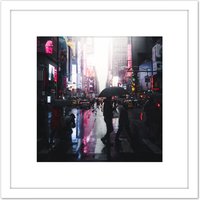 Artery8 Stackpoole Manhattan Street New York Photo 8X8 Inch Square Wooden Framed Wall Art Print Picture with Mount in White