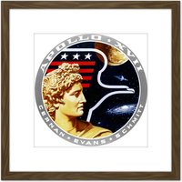 Artery8 Space NASA Apollo 17 Mission Emblem Badge Patch 8X8 Inch Square Wooden Framed Wall Art Print Picture with Mount in Brown