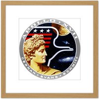Artery8 Space NASA Apollo 17 Mission Emblem Badge Patch 8X8 Inch Square Wooden Framed Wall Art Print Picture with Mount in Light Oak
