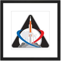 Artery8 Space NASA Artemis 1 Exploration Mission Emblem Badge Patch 8X8 Inch Square Wooden Framed Wall Art Print Picture with Mount in Black