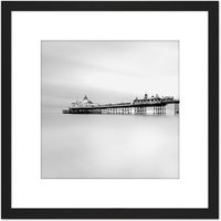 Artery8 Warby Eastbourne Pier Sussex Sea Photo 8X8 Inch Square Wooden Framed Wall Art Print Picture with Mount in Black
