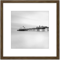 Artery8 Warby Eastbourne Pier Sussex Sea Photo 8X8 Inch Square Wooden Framed Wall Art Print Picture with Mount in Brown