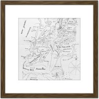 Artery8 Map Van Steenburgh 1794 New York Harbour Chart Plan 8X8 Inch Square Wooden Framed Wall Art Print Picture with Mount in Brown