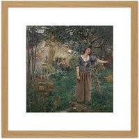 Artery8 Bastien-Lepage Joan Of Arc Painting 8X8 Inch Square Wooden Framed Wall Art Print Picture with Mount in Light Oak