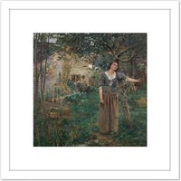 Artery8 Bastien-Lepage Joan Of Arc Painting 8X8 Inch Square Wooden Framed Wall Art Print Picture with Mount in White