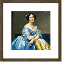 Artery8 Ingres Portrait Princess De Broglie Painting 8X8 Inch Square Wooden Framed Wall Art Print Picture with Mount in Brown