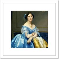 Artery8 Ingres Portrait Princess De Broglie Painting 8X8 Inch Square Wooden Framed Wall Art Print Picture with Mount in White