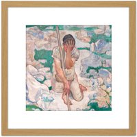 Artery8 Hodler The Dream Of The Shepherd Painting 8X8 Inch Square Wooden Framed Wall Art Print Picture with Mount in Light Oak