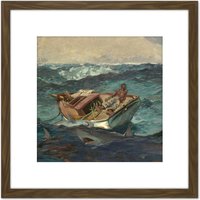 Artery8 Homer The Gulf Stream Painting 8X8 Inch Square Wooden Framed Wall Art Print Picture with Mount in Brown