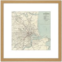 Artery8 Map 1934 Aberdeen City Scotland Plan Chart 8X8 Inch Square Wooden Framed Wall Art Print Picture with Mount in Light Oak
