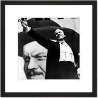 Artery8 Movie Still Citizen Kane Orson Welles 8X8 Inch Square Wooden Framed Wall Art Print Picture with Mount in Black