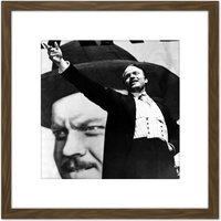 Artery8 Movie Still Citizen Kane Orson Welles 8X8 Inch Square Wooden Framed Wall Art Print Picture with Mount in Brown