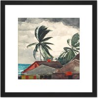 Artery8 Homer Hurricane Bahamas Painting 8X8 Inch Square Wooden Framed Wall Art Print Picture with Mount in Black