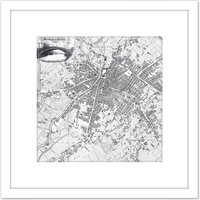 Artery8 Map Pigot 1819 Manchester Salford England Plan Chart 8X8 Inch Square Wooden Framed Wall Art Print Picture with Mount in White