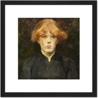 Artery8 Henri De Toulouse Lautrec Carmen Painting 8X8 Inch Square Wooden Framed Wall Art Print Picture with Mount in Black