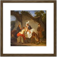Artery8 Etienne Aubry Farewell Wet Nurse Painting 8X8 Inch Square Wooden Framed Wall Art Print Picture with Mount in Brown