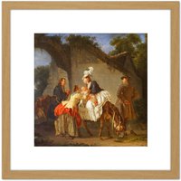 Artery8 Etienne Aubry Farewell Wet Nurse Painting 8X8 Inch Square Wooden Framed Wall Art Print Picture with Mount in Light Oak