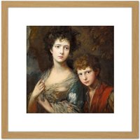 Artery8 Gainsborough Elizabeth & Thomas Linley Painting 8X8 Inch Square Wooden Framed Wall Art Print Picture with Mount in Light Oak