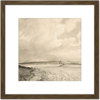 Artery8 David Lucas Cornfields Near Brighton 1846 Painting 8X8 Inch Square Wooden Framed Wall Art Print Picture with Mount in Brown