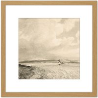Artery8 David Lucas Cornfields Near Brighton 1846 Painting 8X8 Inch Square Wooden Framed Wall Art Print Picture with Mount in Light Oak