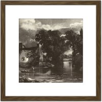Artery8 David Lucas Mill Stream 1831 Painting 8X8 Inch Square Wooden Framed Wall Art Print Picture with Mount in Brown