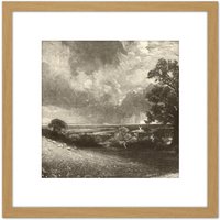 Artery8 David Lucas Noon 1831 Painting 8X8 Inch Square Wooden Framed Wall Art Print Picture with Mount in Light Oak