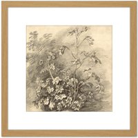 Artery8 Gainsborough Study Of Mallows 1750S Painting 8X8 Inch Square Wooden Framed Wall Art Print Picture with Mount in Light Oak